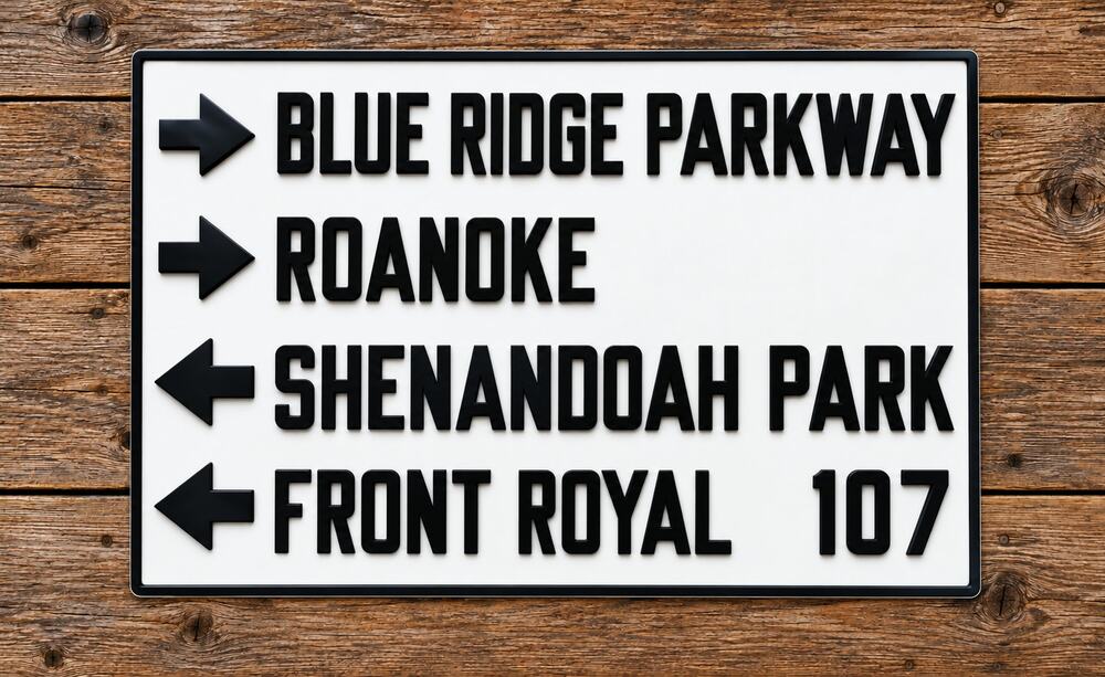 Blue Ridge Parkway Shenandoah National Park Road Sign Roanoke Virginia Mountains